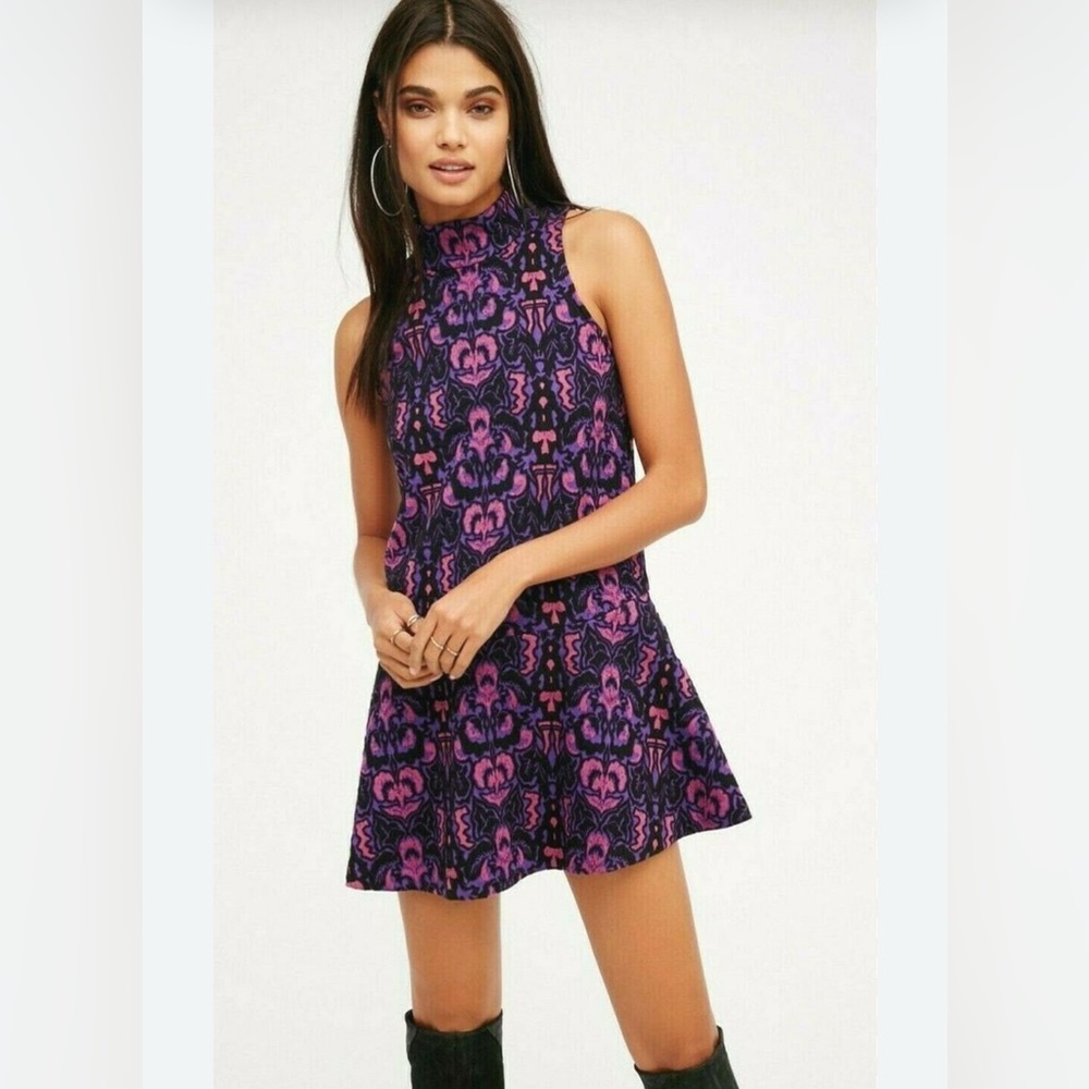 Free People Pink and Purple A-line Mini Dress